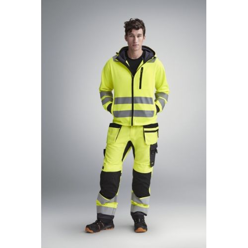 6230 Pantalón Allround Work+ Alta Visibilidad Bolsillos Flotantes CL2 Amarillo / Gris acero